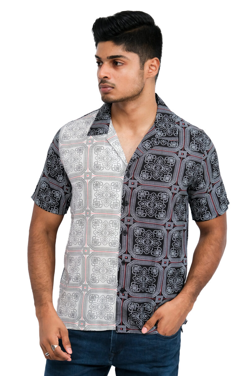 B&W Two Tone Left Side Black S/S Shirt - Cappuccino Clothing